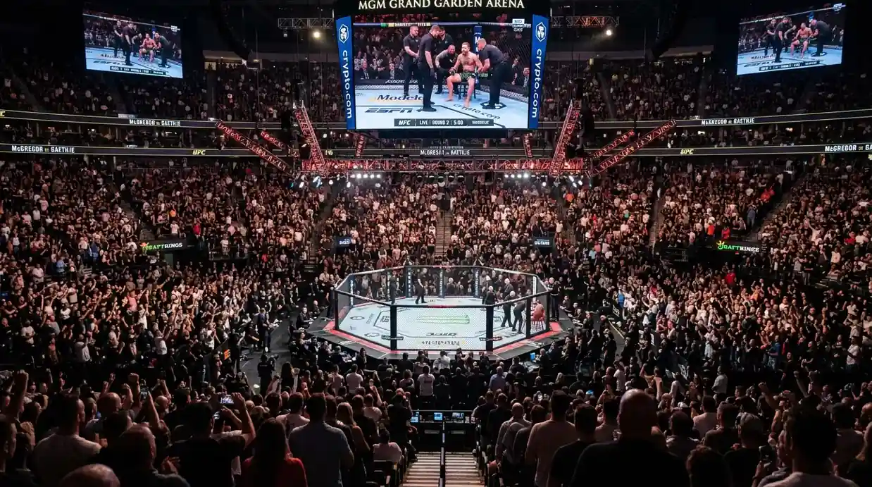 Apostas ao vivo durante uma luta no octógono do UFC com odds em tempo real