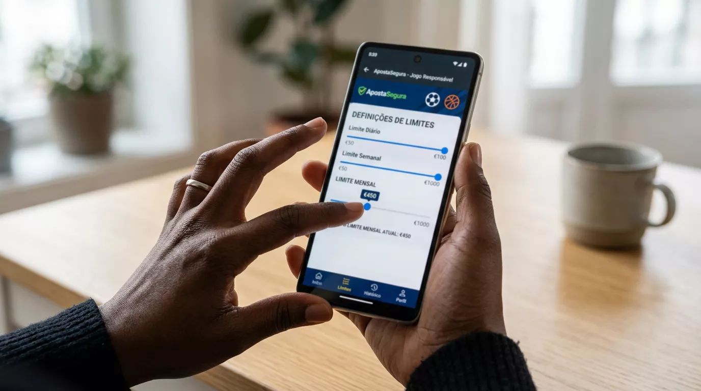Mão a ajustar definições de limite num ecrã de telemóvel
